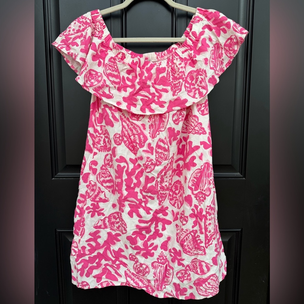 Charlie Paige Pink and White Ruffle Dress Womens Size Medium